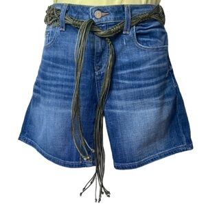 Macrame Open Weave Beaded Belt Brown Fringe Boho